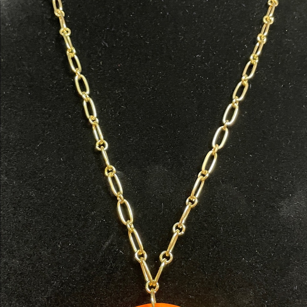 Clay Pendant Necklace Sunset/Summer theme on a gold link chain-Handmade by Me - Picture 3 of 11